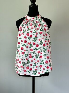 J.Crew Strawberry Tie Neck Sleeveless Top Small